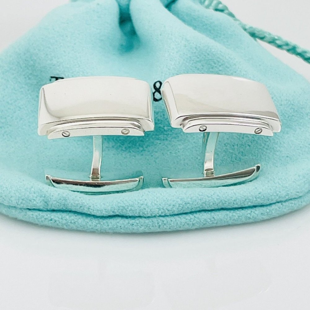 Tiffany Metropolis Cuff Links in Sterling Silver Engravable - Picture 4 of 8